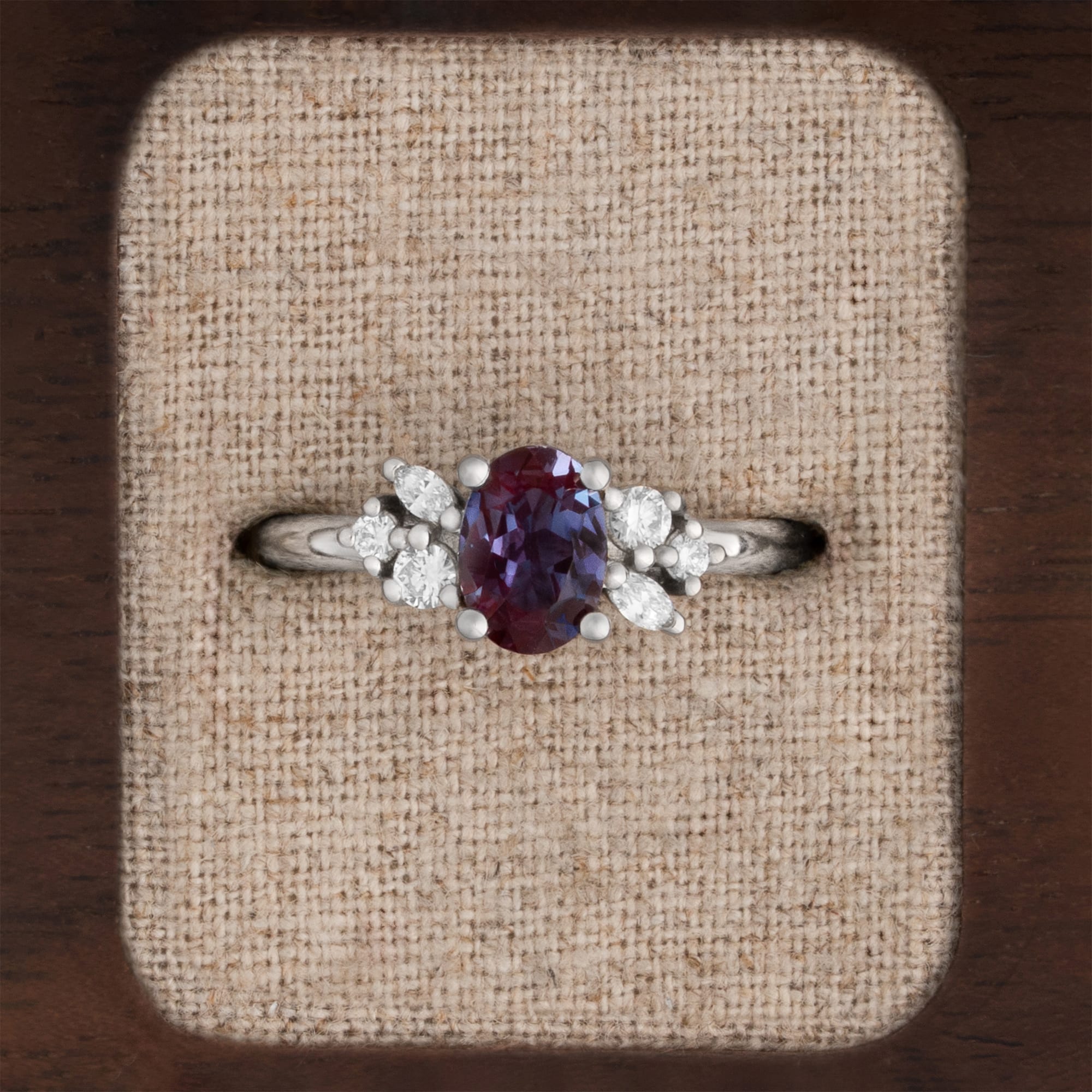 'Dawntree' Alexandrite and diamond cluster ring — 1