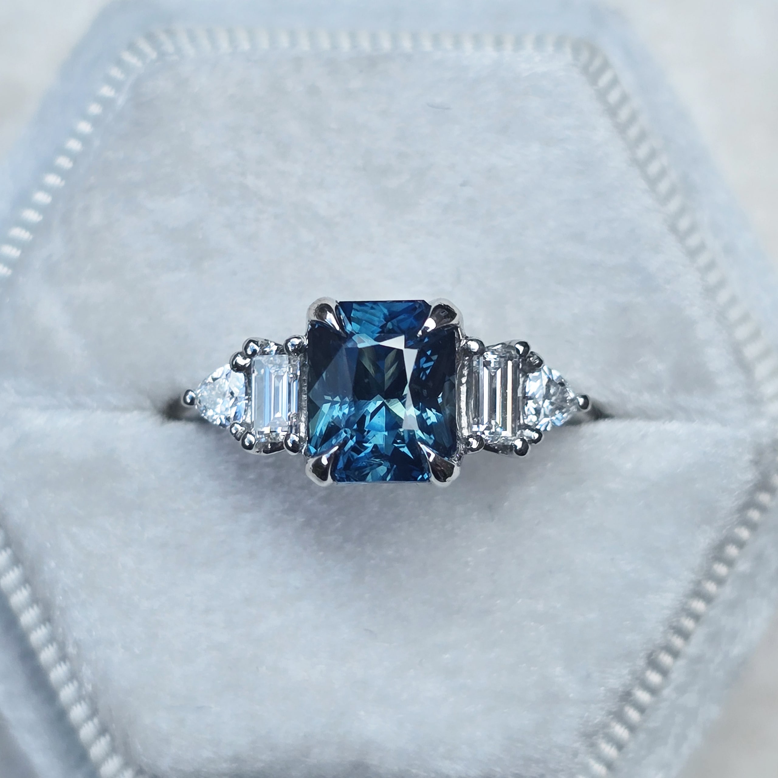 'Starlight' ocean teal sapphire and diamond ring — 3