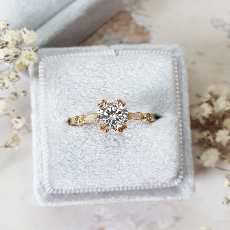 Art deco inspired lab grown diamond engagement ring