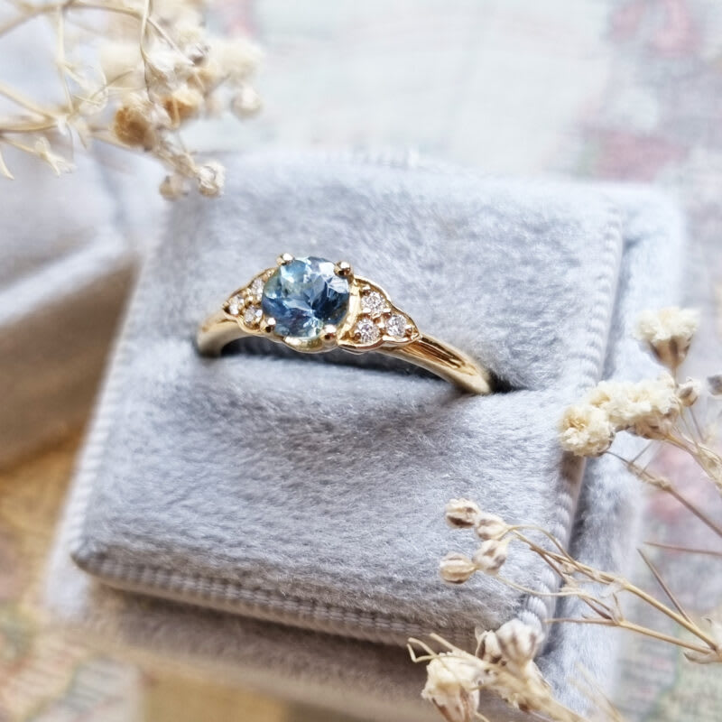 Aquamarine and diamond engagement ring — 5