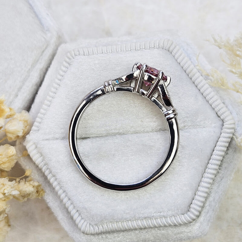Fancy pink lab grown diamond floral ring — 3