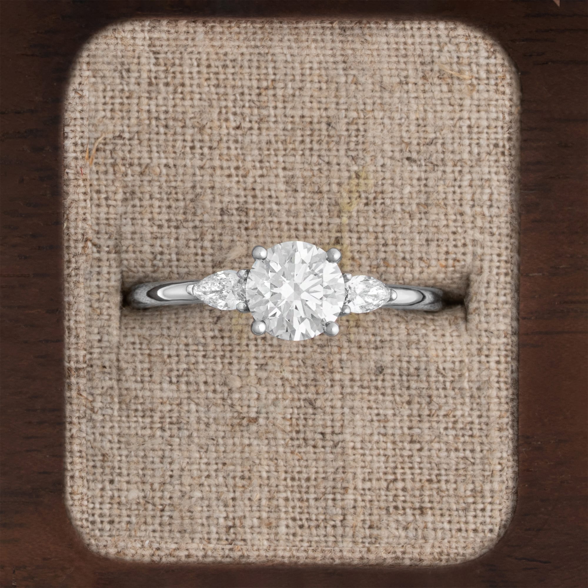 Round and pear lab grown diamond trilogy ring  — 1