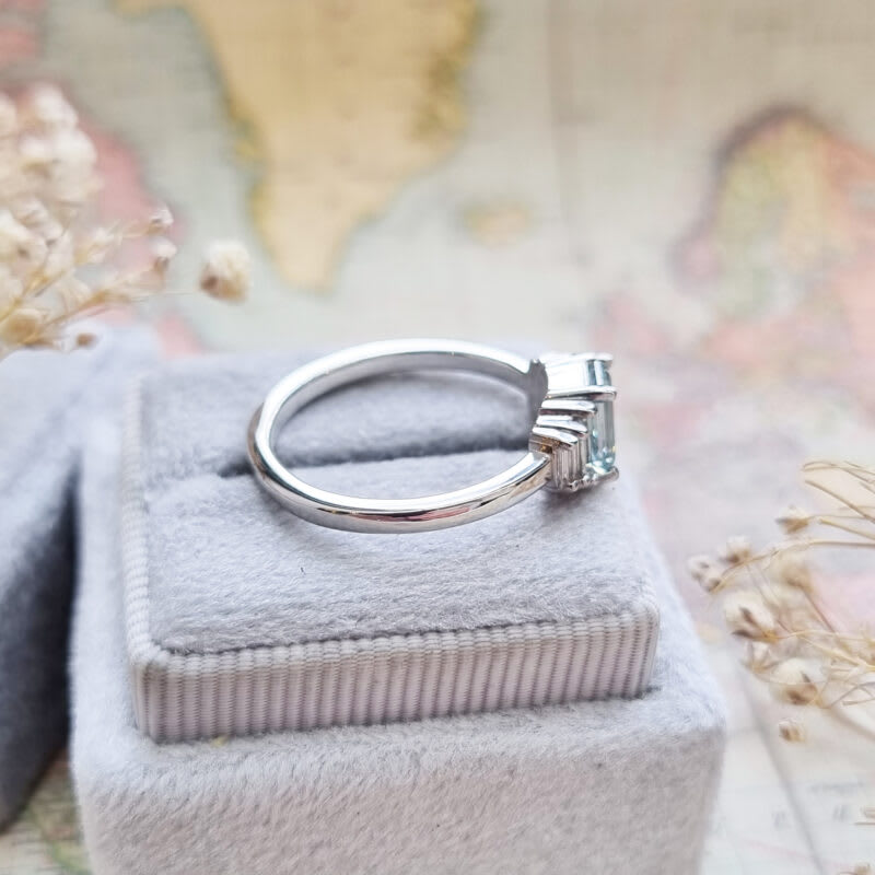 Icy teal diamond engagement ring — 3