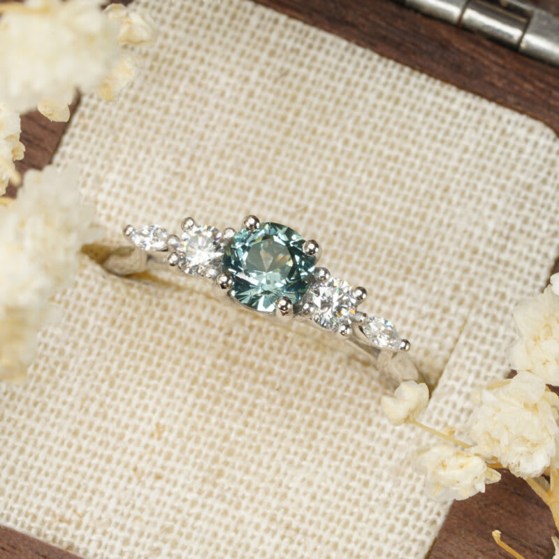 Montana seafoam sapphire and diamond trellis ring — 3
