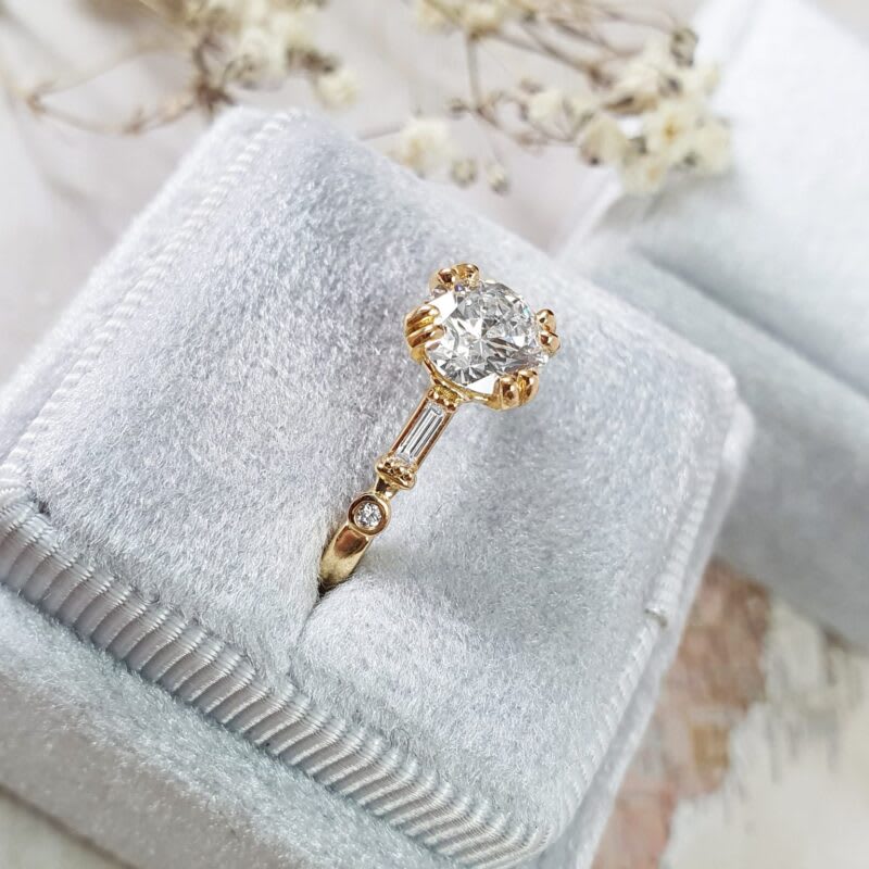 Art deco inspired lab grown diamond engagement ring — 5