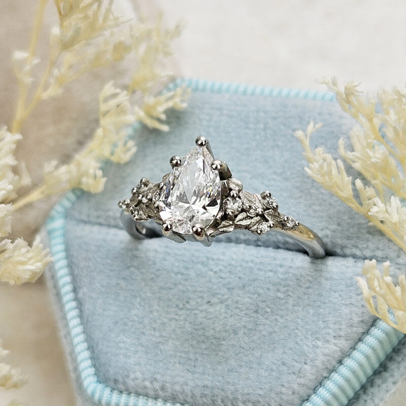 Nature inspired pear lab grown diamond ring — 5