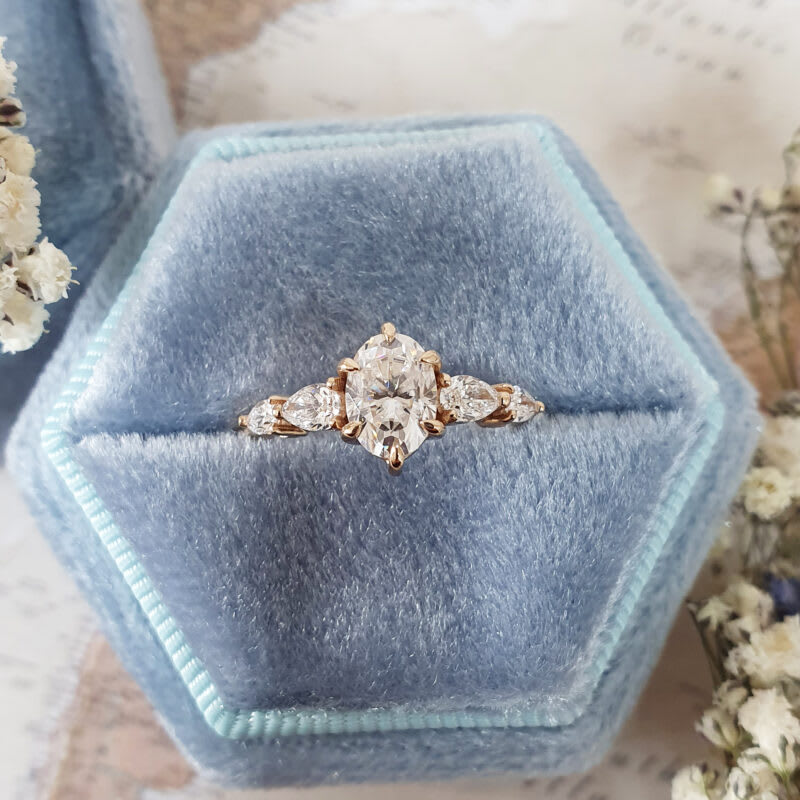 Oval and pear lab grown diamond engagement ring — 1