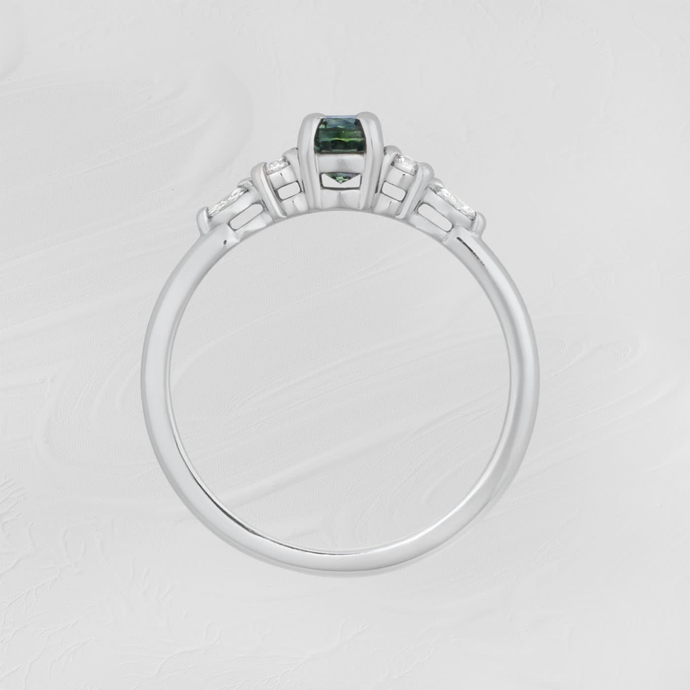 Teal sapphire and diamond ring — 3