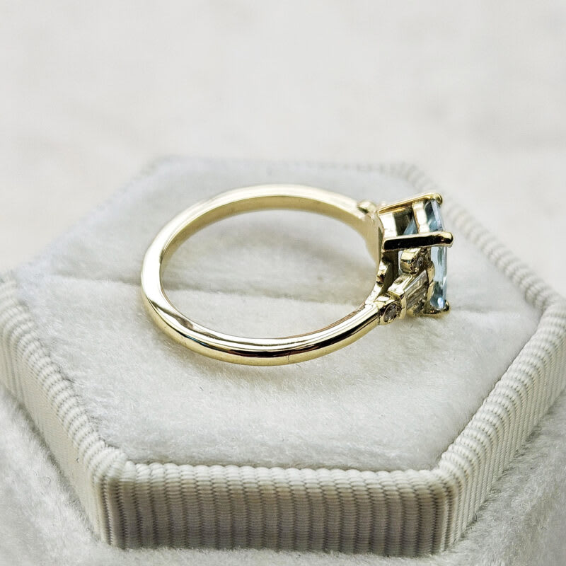 Aquamarine and diamond 1920s inspired engagement ring — 4