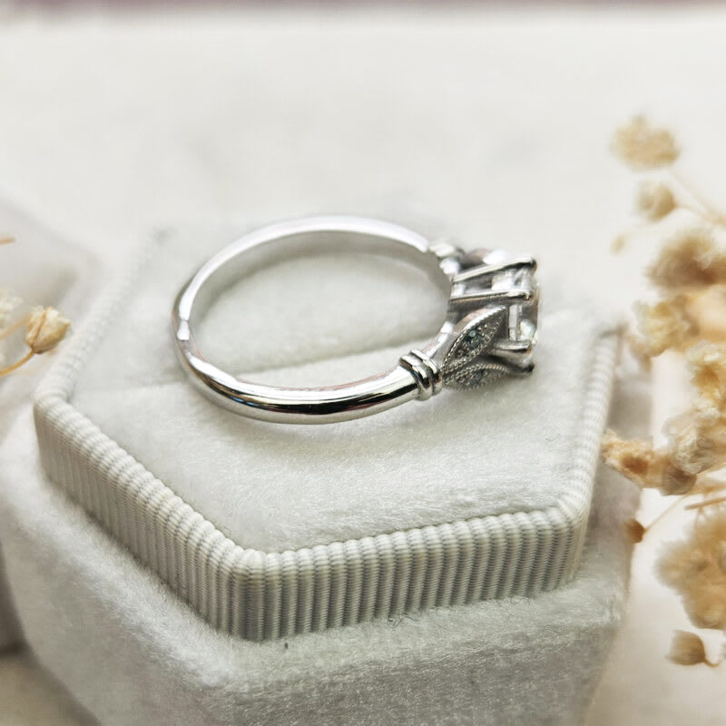 Floral lab grown diamond ring in platinum — 4