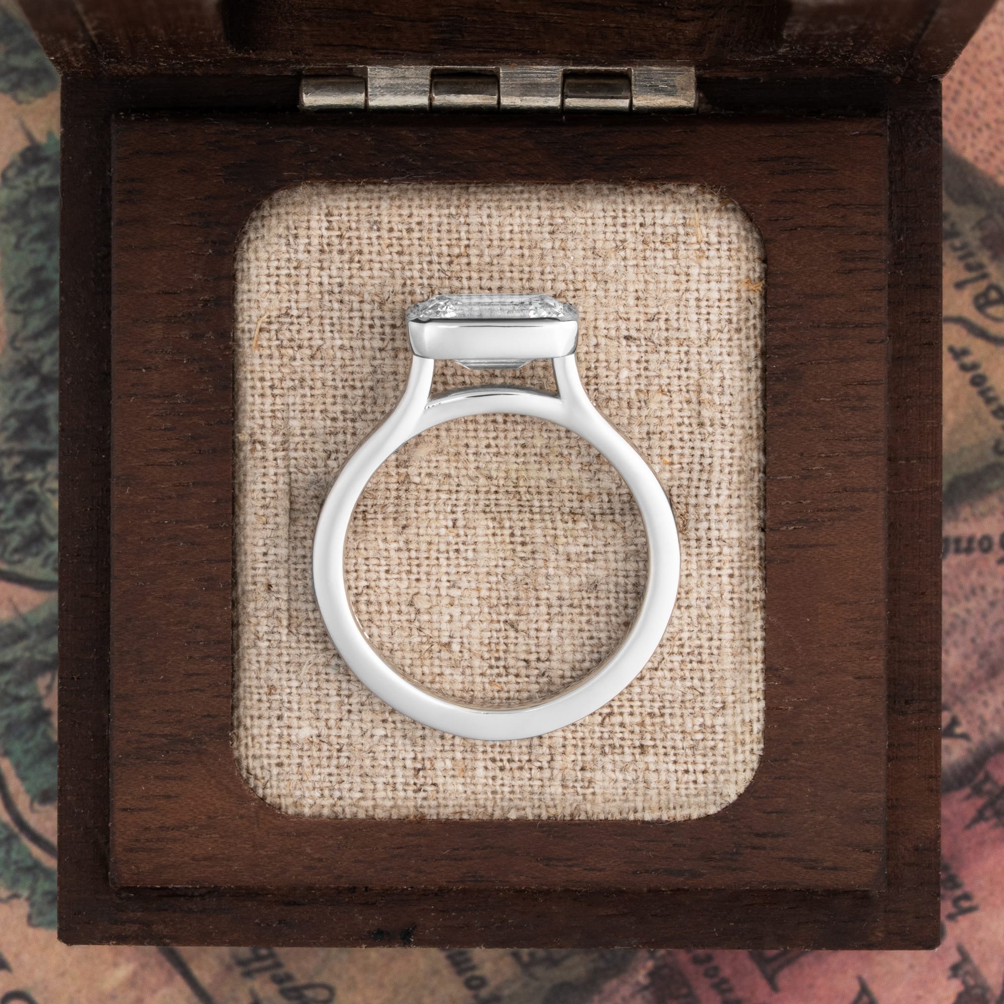 'The Journey' Emerald cut lab diamond bezel ring  — 6