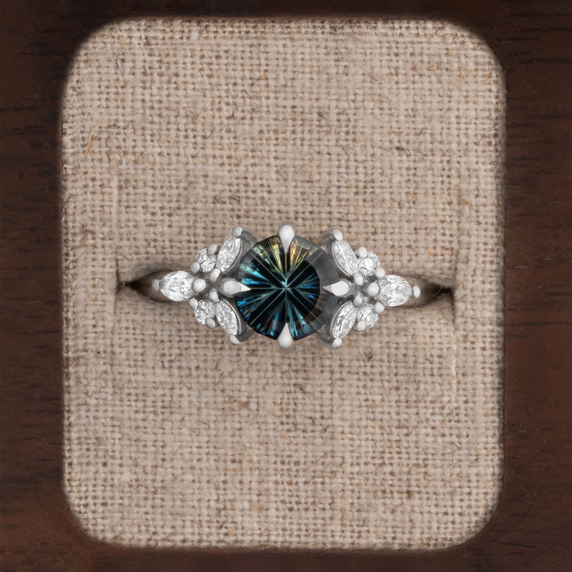 Parti starbrite sapphire and diamond ring