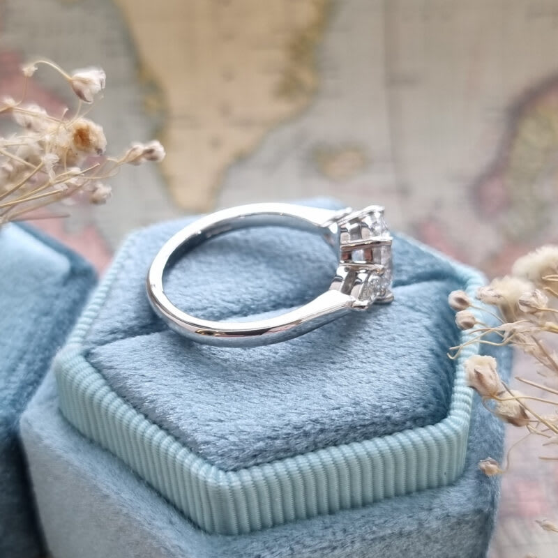 Oval lab grown diamond ring handmade in platinum — 5