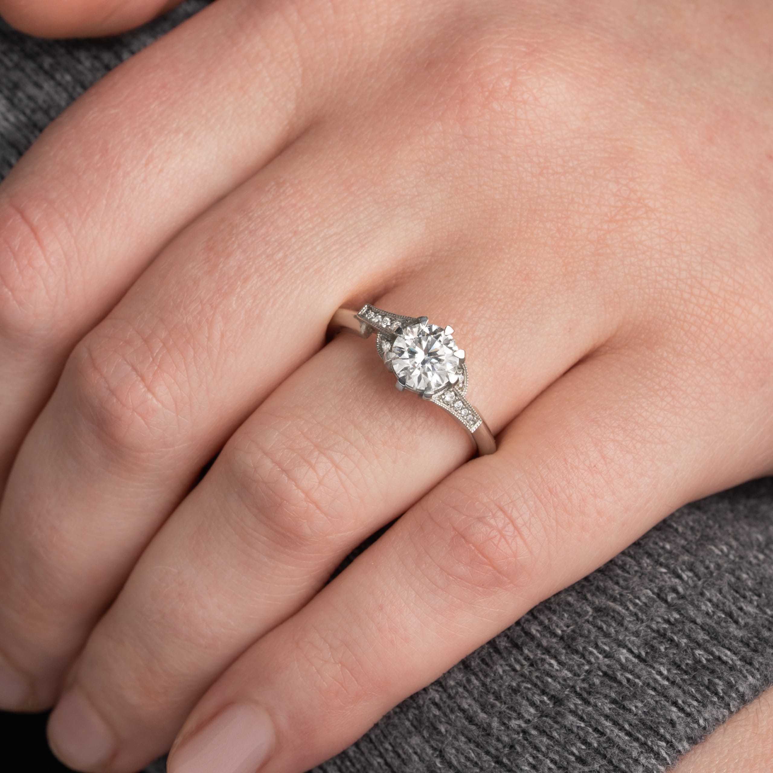 'Cora' Moissanite and diamond engagement ring — 2