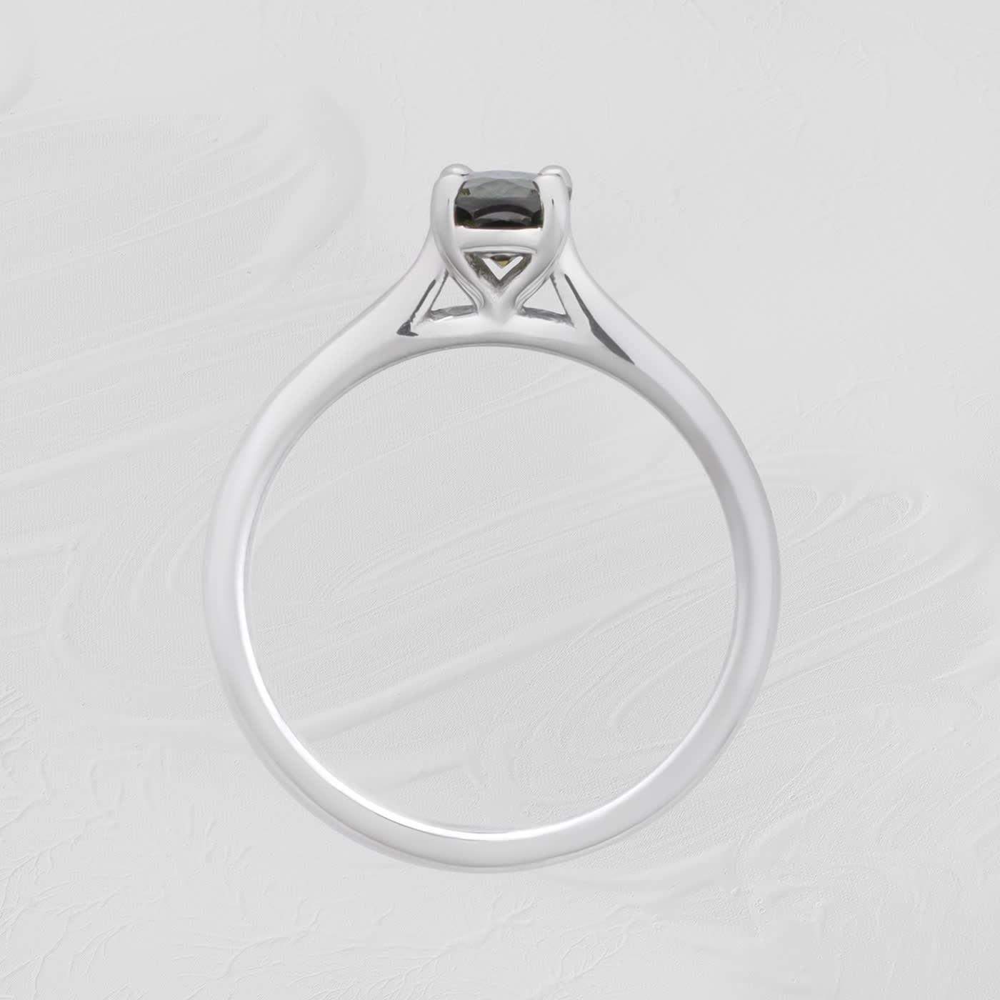 Oval teal sapphire solitaire  — 3