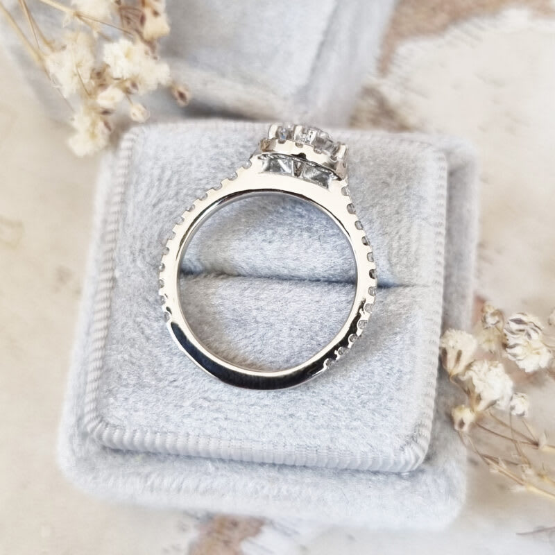 Round cut lab grown diamond halo ring — 3