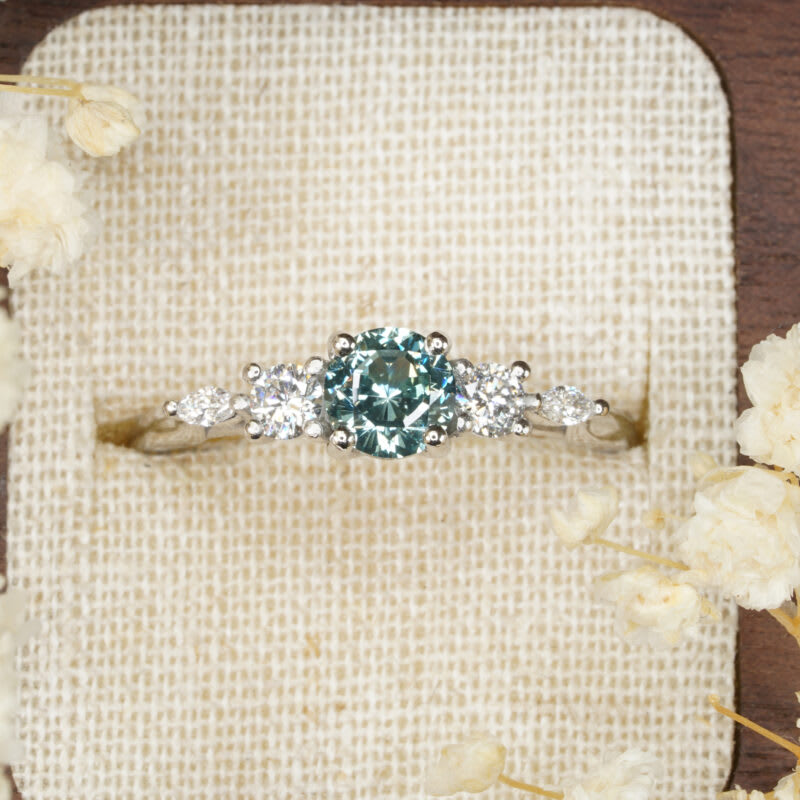 Montana seafoam sapphire and diamond trellis ring — 1