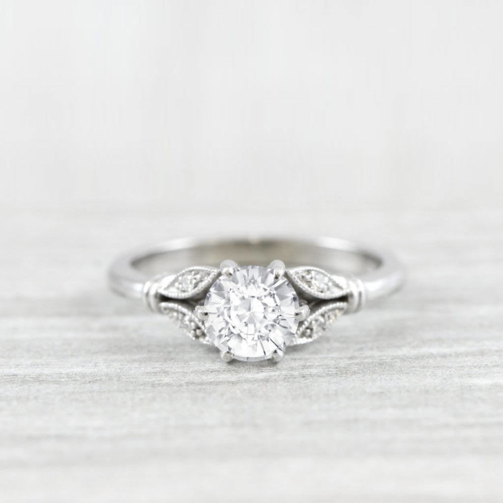 Moissanite and diamond floral inspired ring — 1