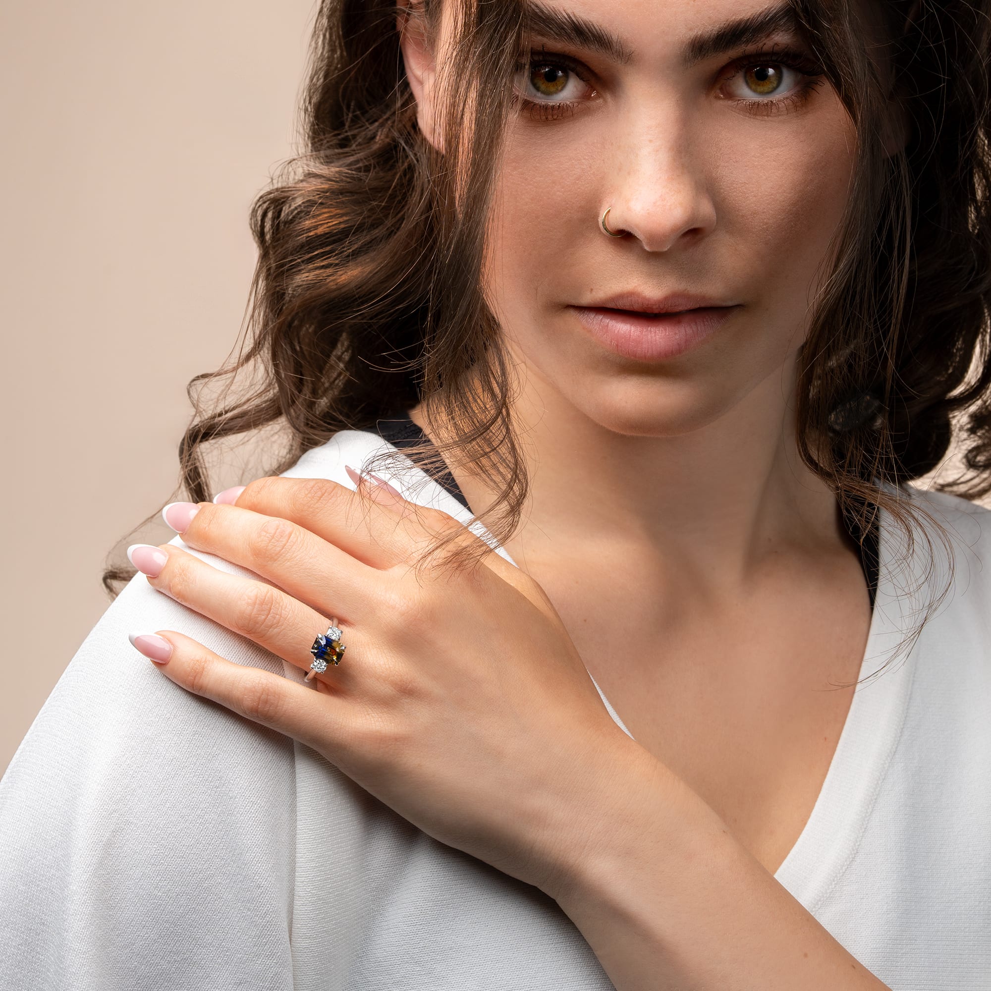One of a kind sapphire and diamond ring - alternate view