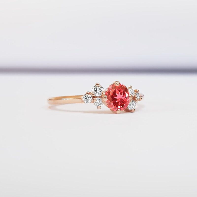 Padparadscha sapphire and diamond ring  — 3