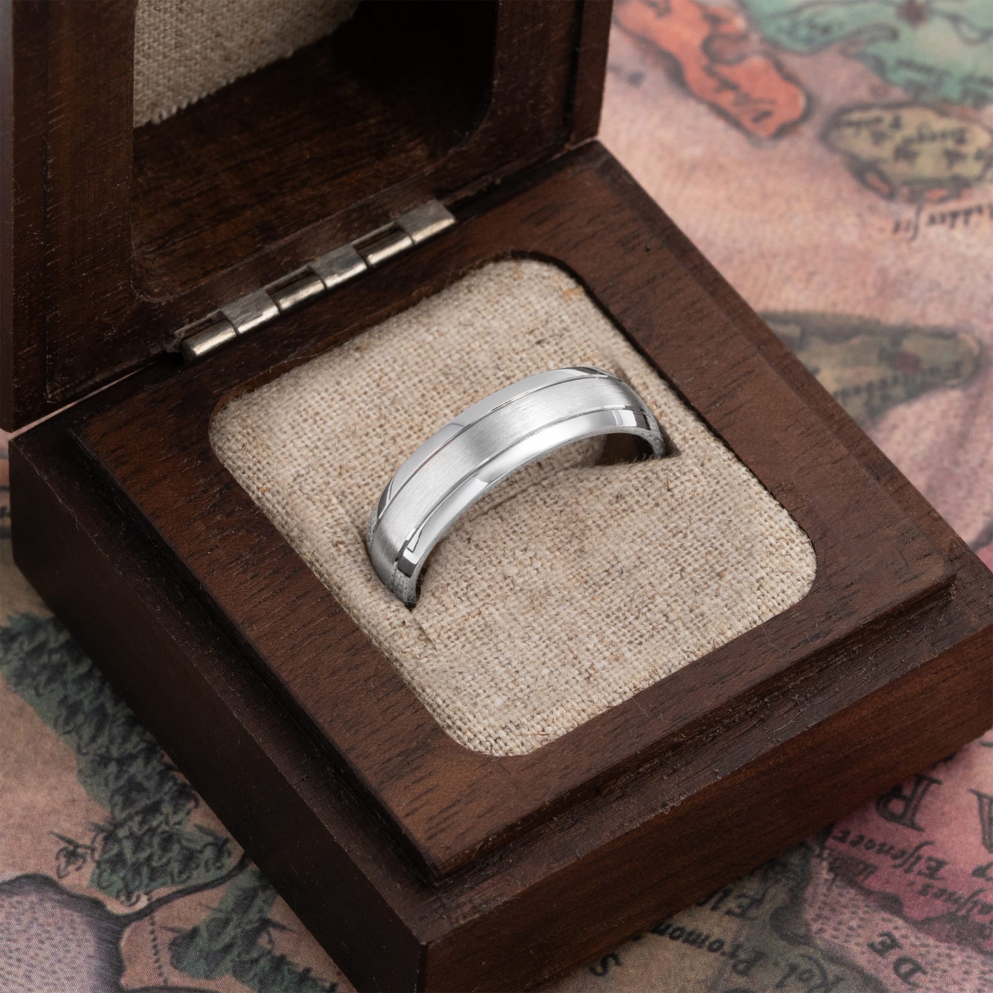Brushed center wedding band  — 4
