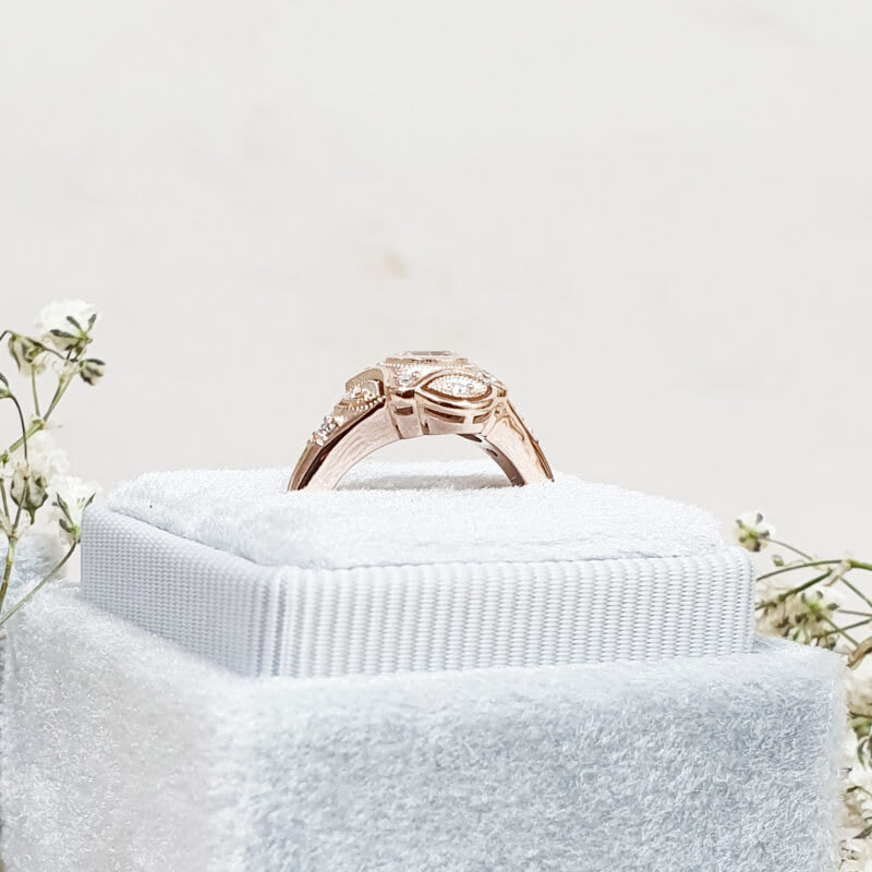 Moonstone and diamond art deco inspired  ring - alternate view