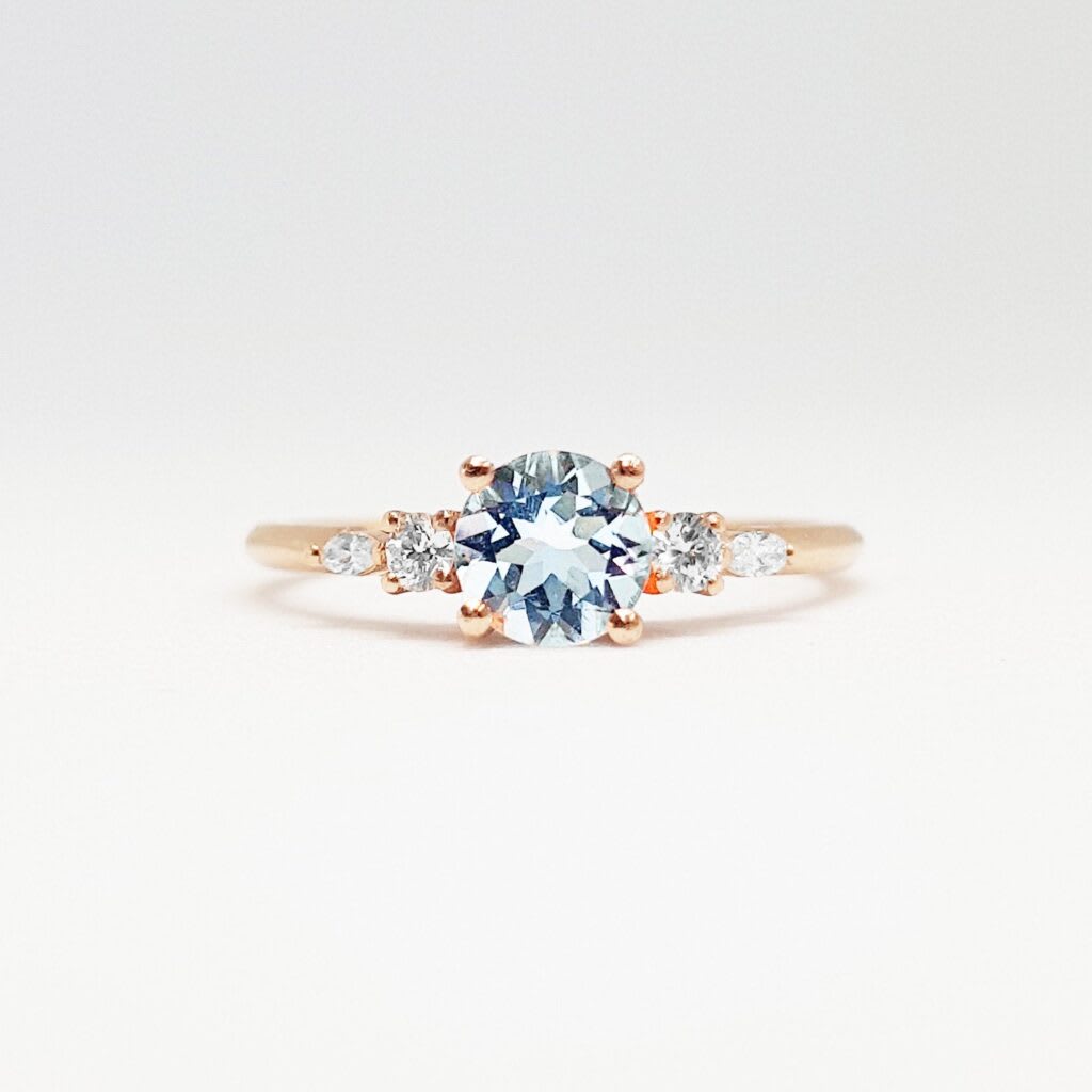 'Arlet' Aquamarine and diamond engagement ring