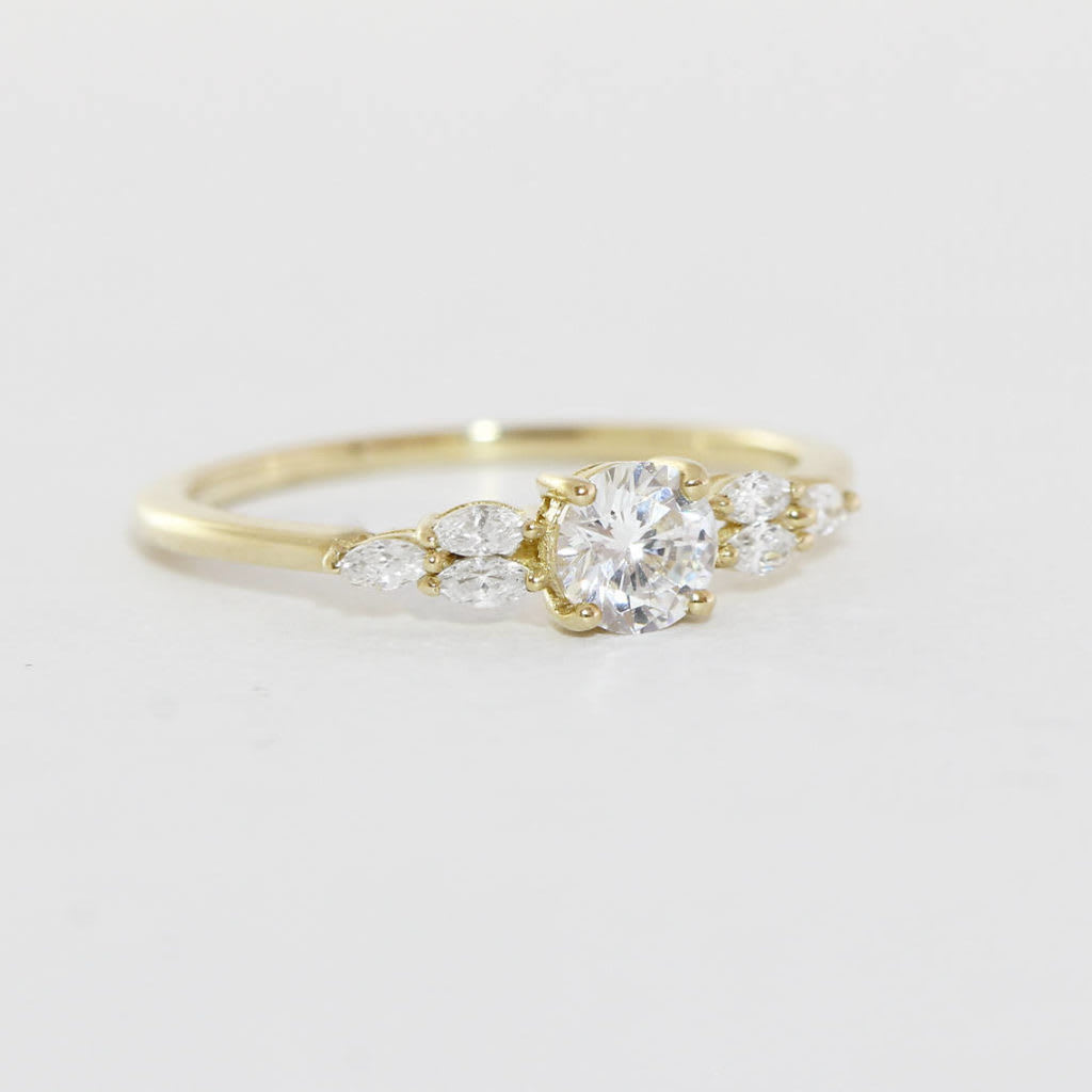 Moissanite and marquise Diamond engagement ring  — 2