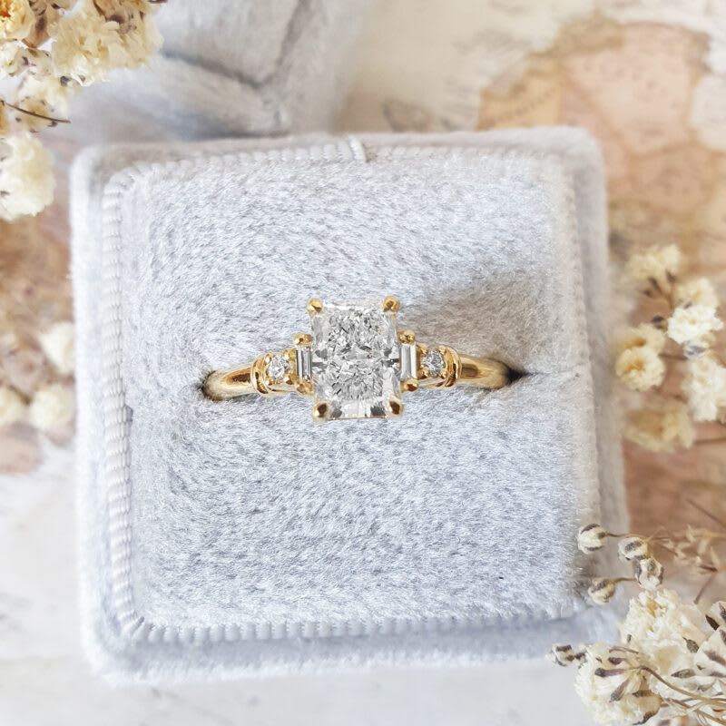 Radiant cut lab grown diamond engagement ring — 1