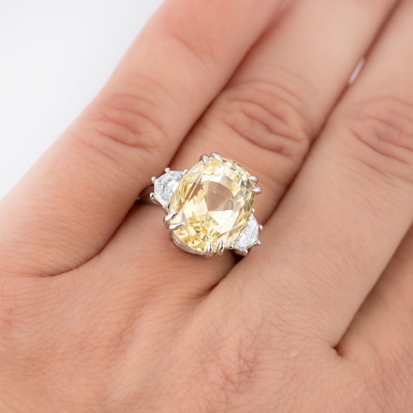Yellow sapphire and diamond trilogy ring — 2