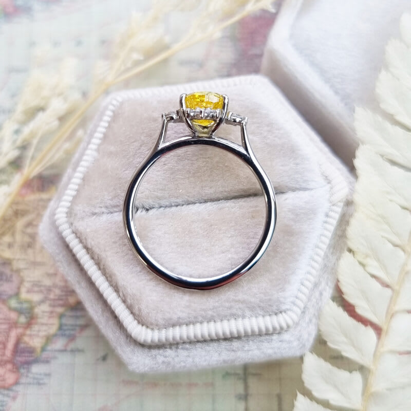 Pear cut lab grown yellow diamond ring — 4