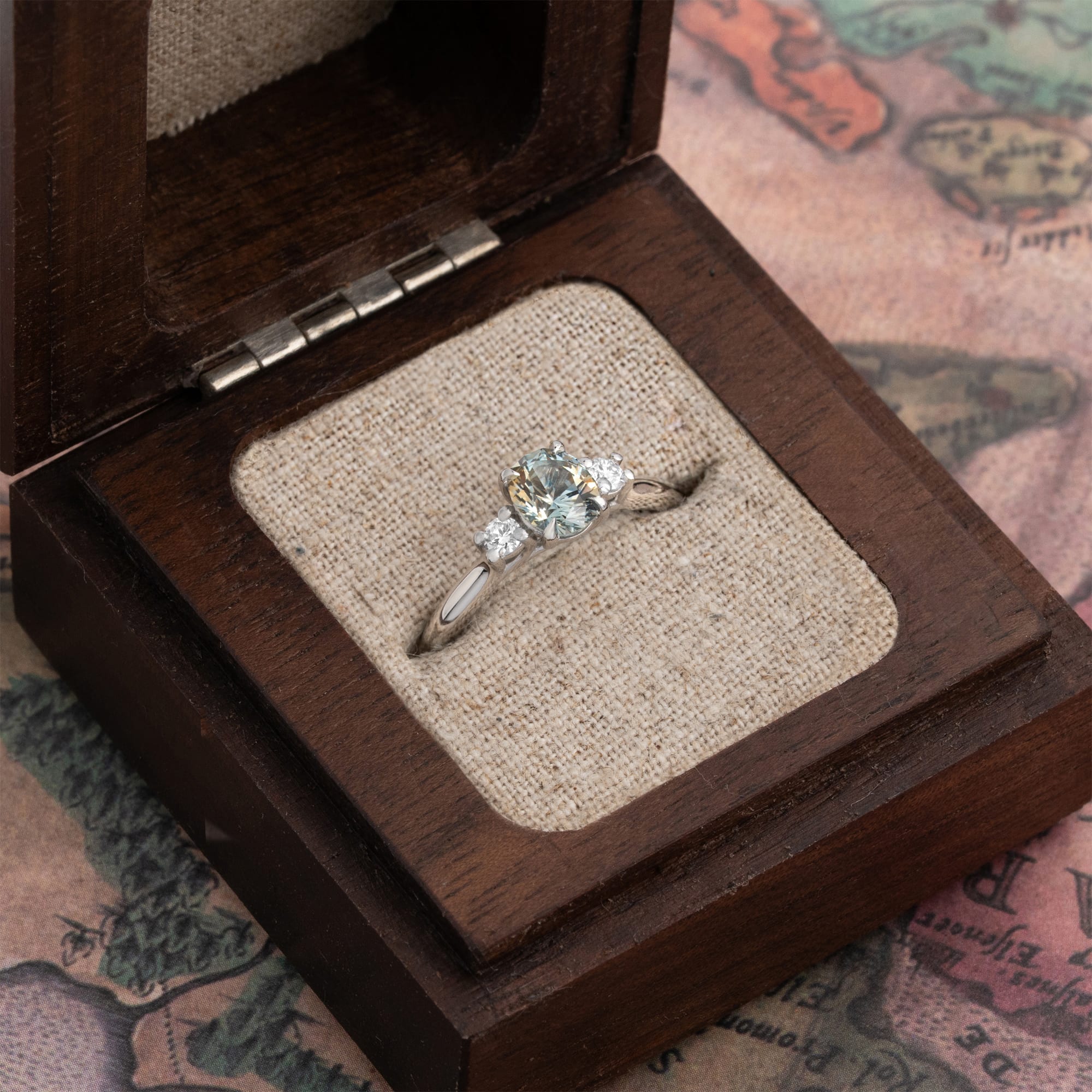 Pastel blue and yellow Montana sapphire and diamond ring — 2