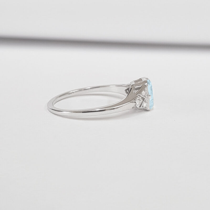 Aquamarine and diamond engagement ring  — 2