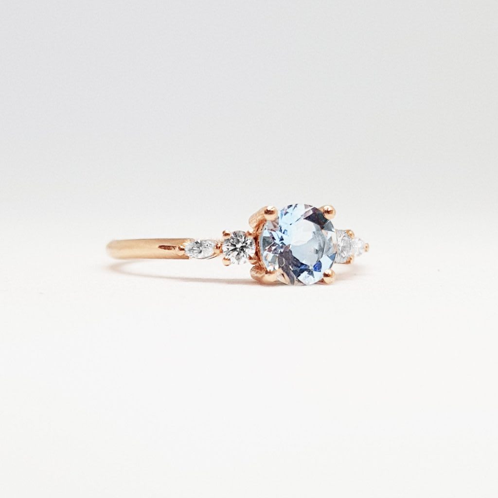 'Arlet' Aquamarine and diamond engagement ring - alternate view