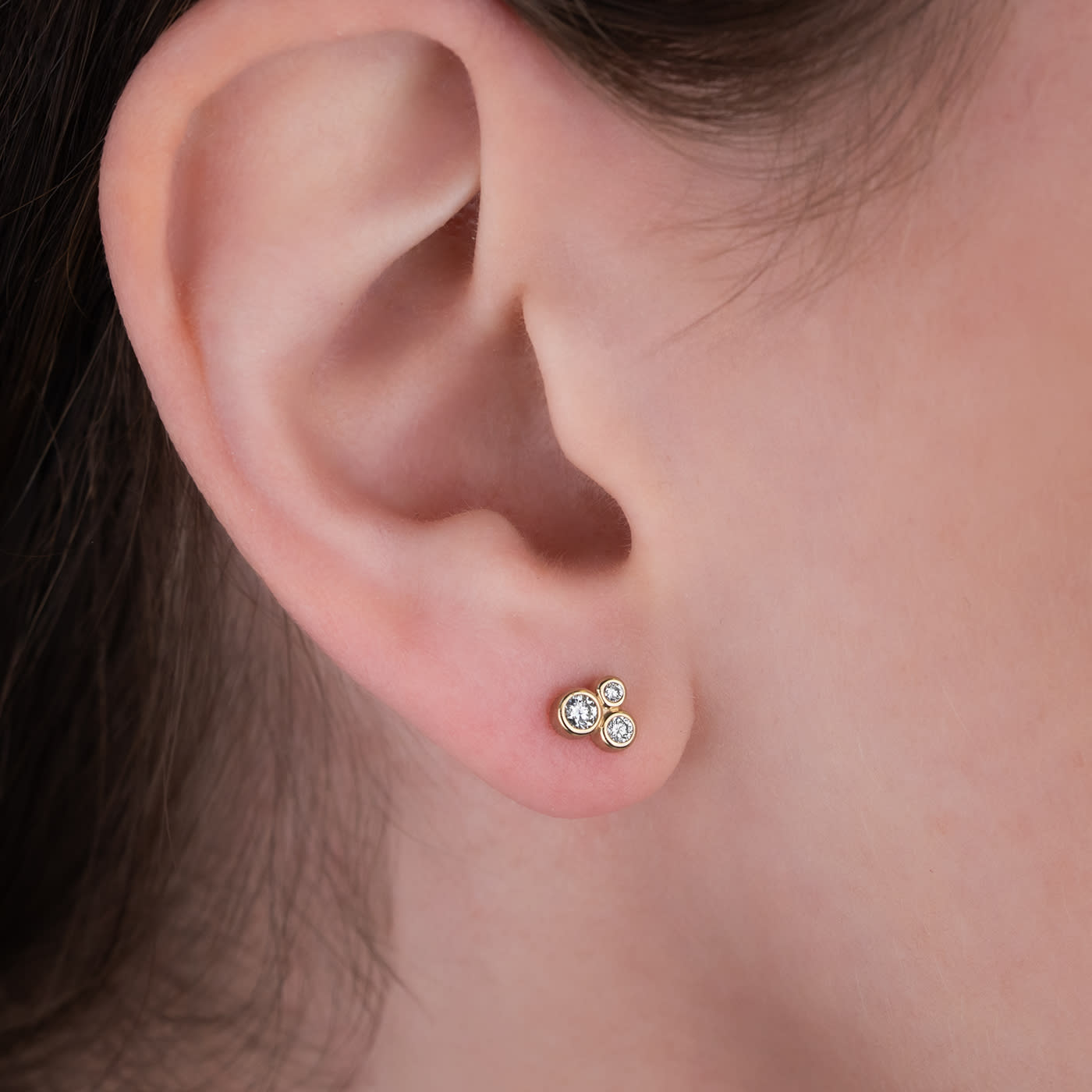 Natural Diamond Geometric Cluster Earrings — 3