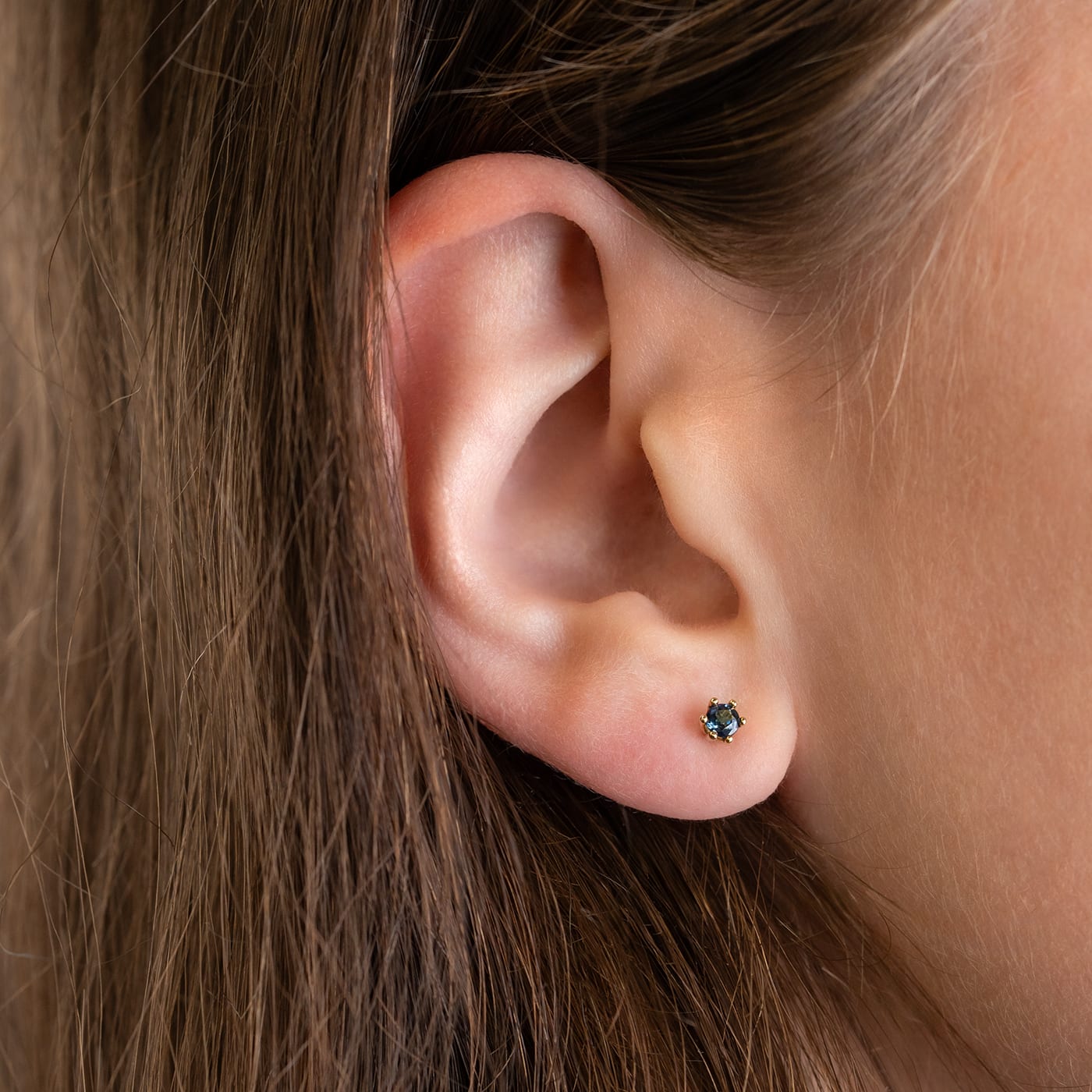 Natural sapphire stud earrings  - alternate view
