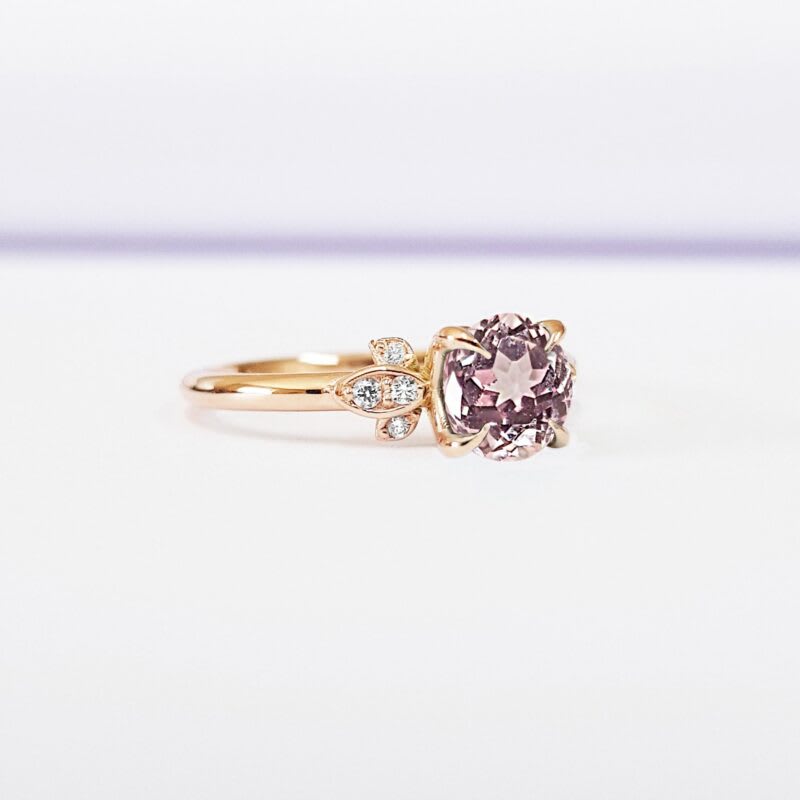 Champagne sapphire and diamond floral engagement ring — 2