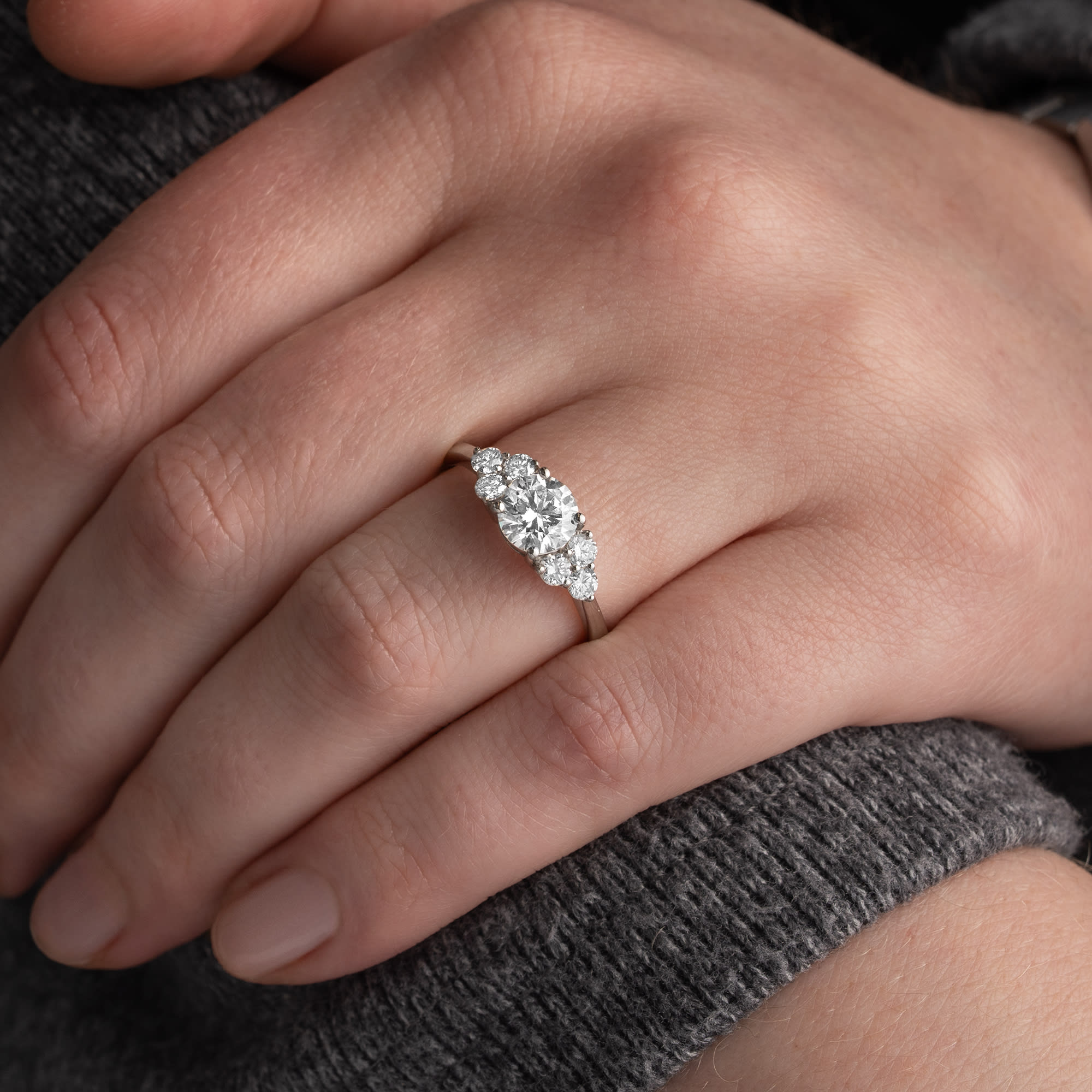 Round brilliant cut lab grown diamond ring in platinum — 4