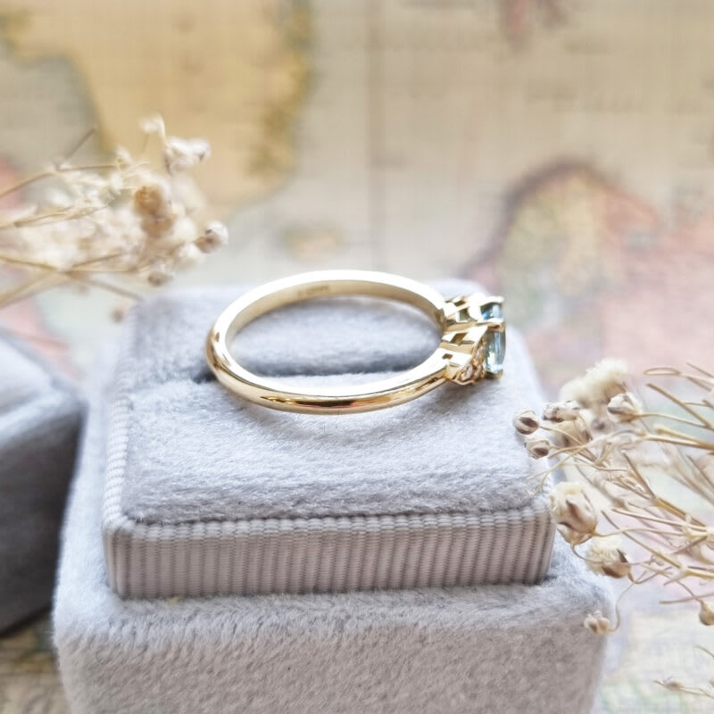 Aquamarine and diamond engagement ring — 2