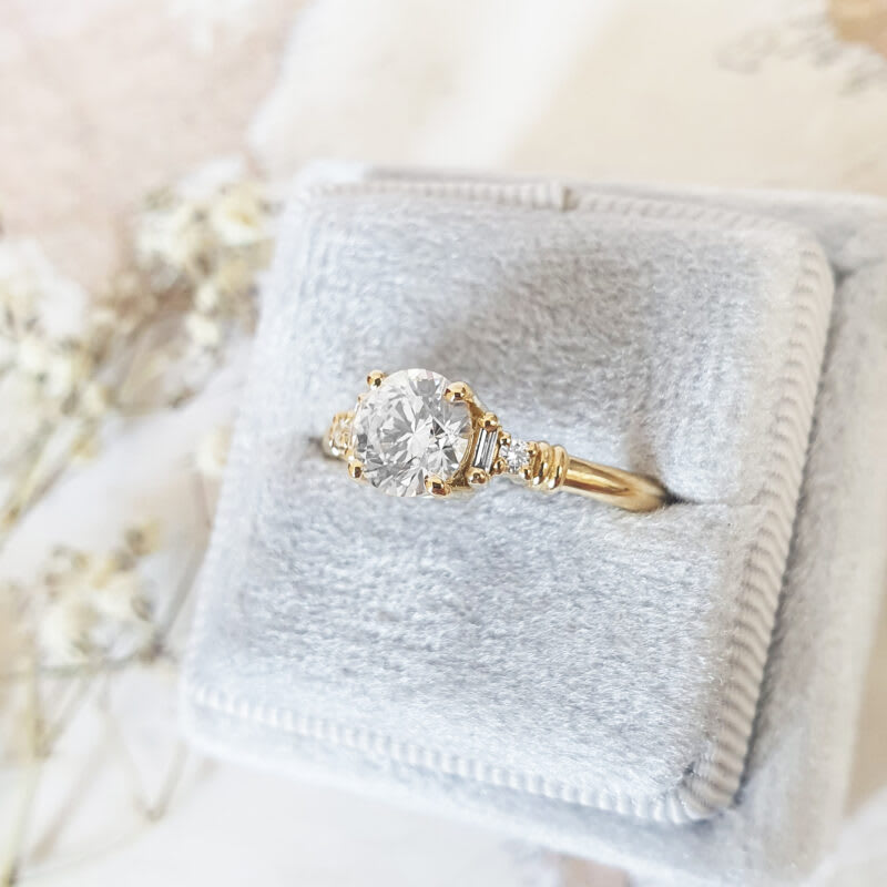 Art deco inspired lab grown diamond engagement ring — 3