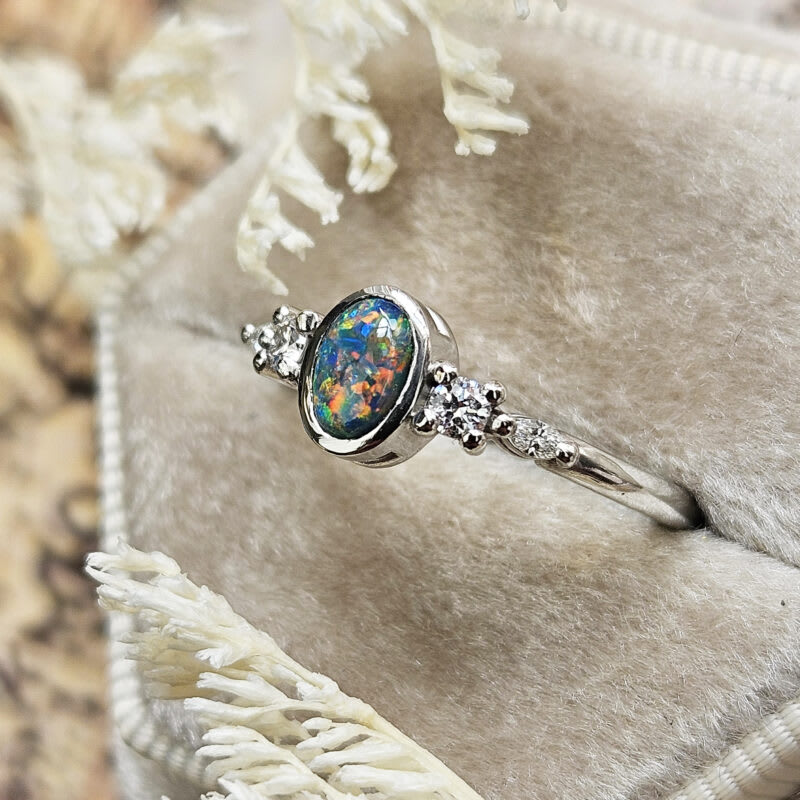 Black opal and diamond ring — 3