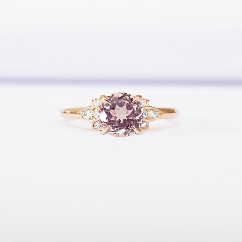 Champagne sapphire and diamond floral engagement ring — 1
