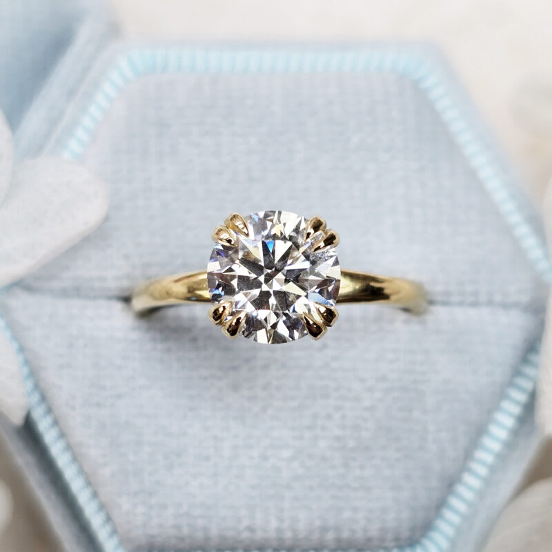 Round lab grown diamond hidden halo engagement ring