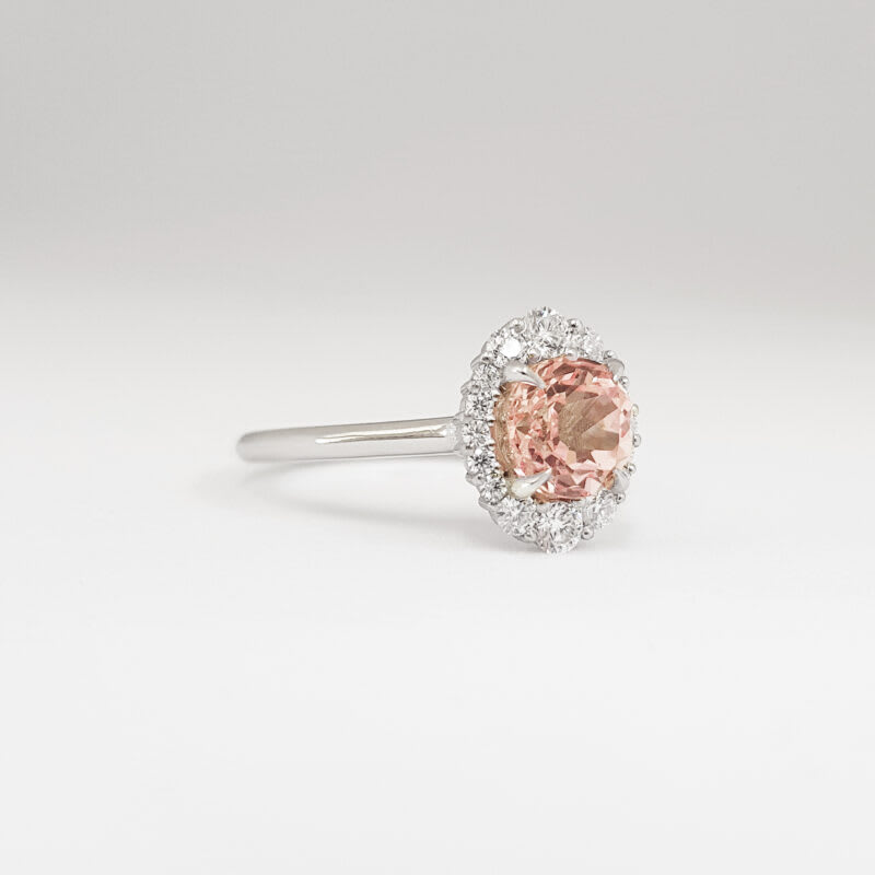 Champagne sapphire and moissanite halo ring — 3