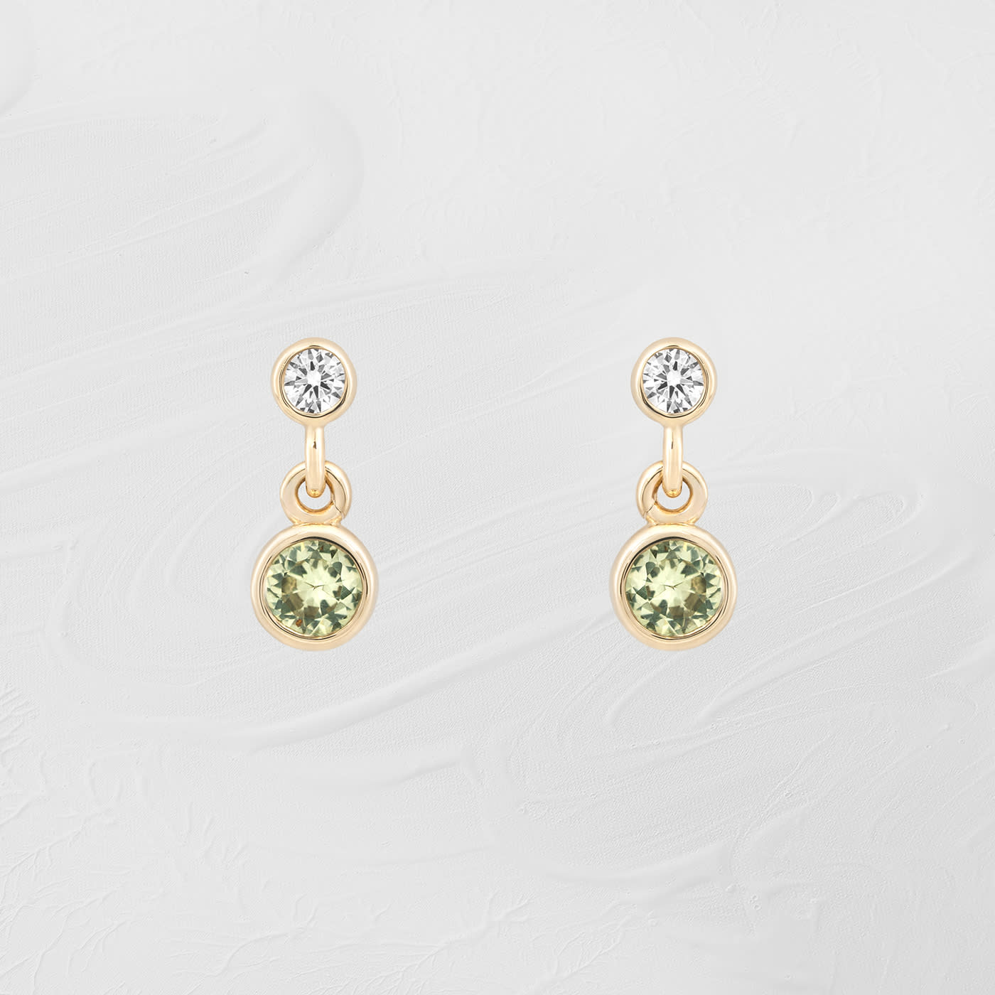 Natural green sapphire and diamond earrings 