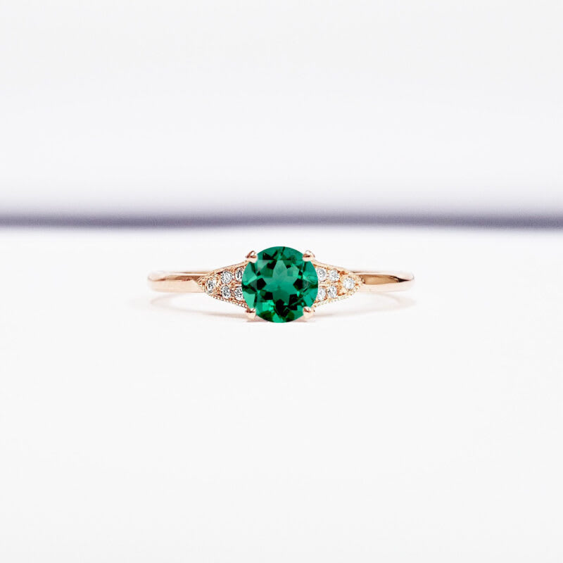 "The Victoria" - Emerald and diamond engagement ring 