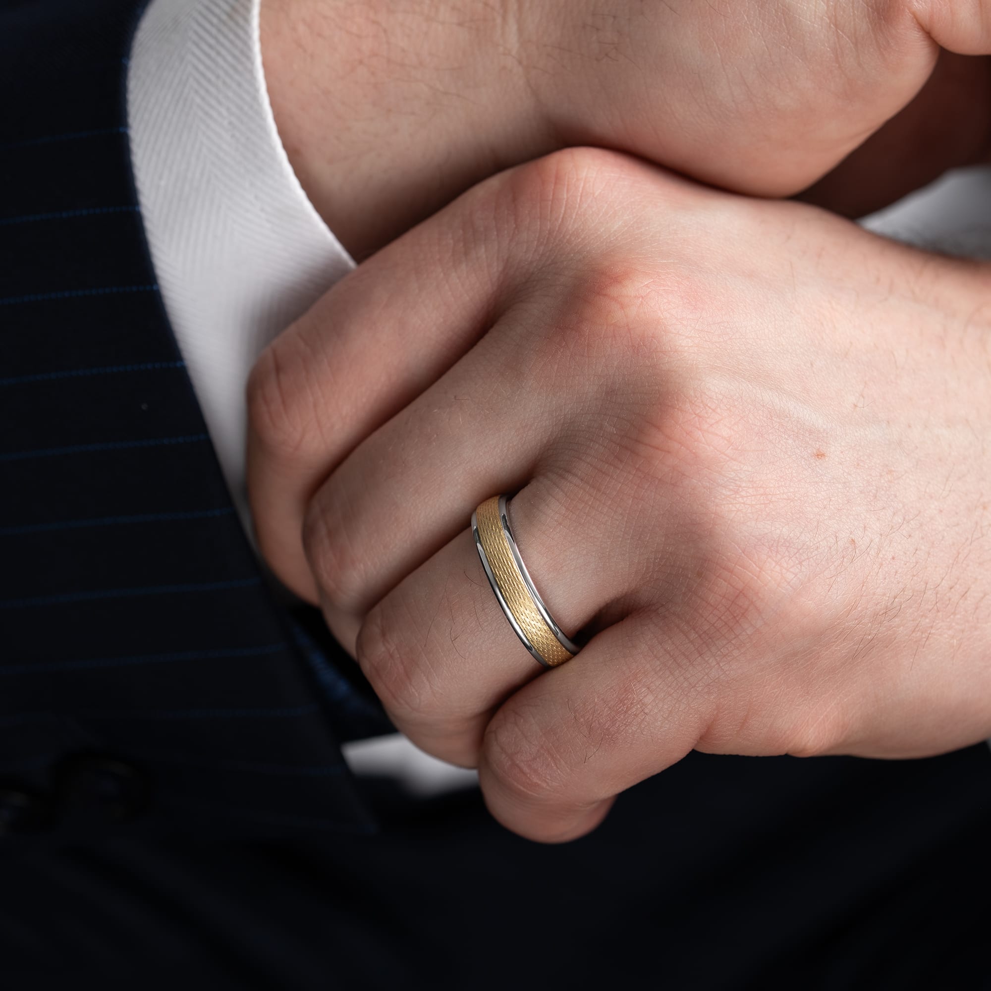 Two tone wedding band 