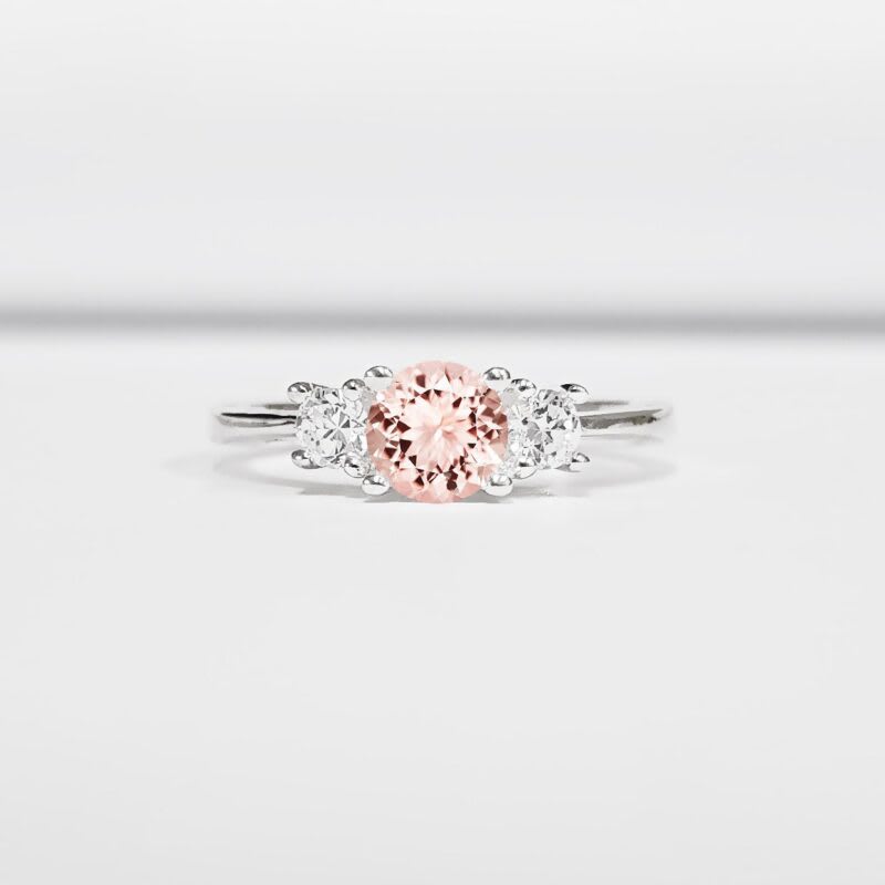 'Hestia' Champagne sapphire and moissanite trilogy engagement ring