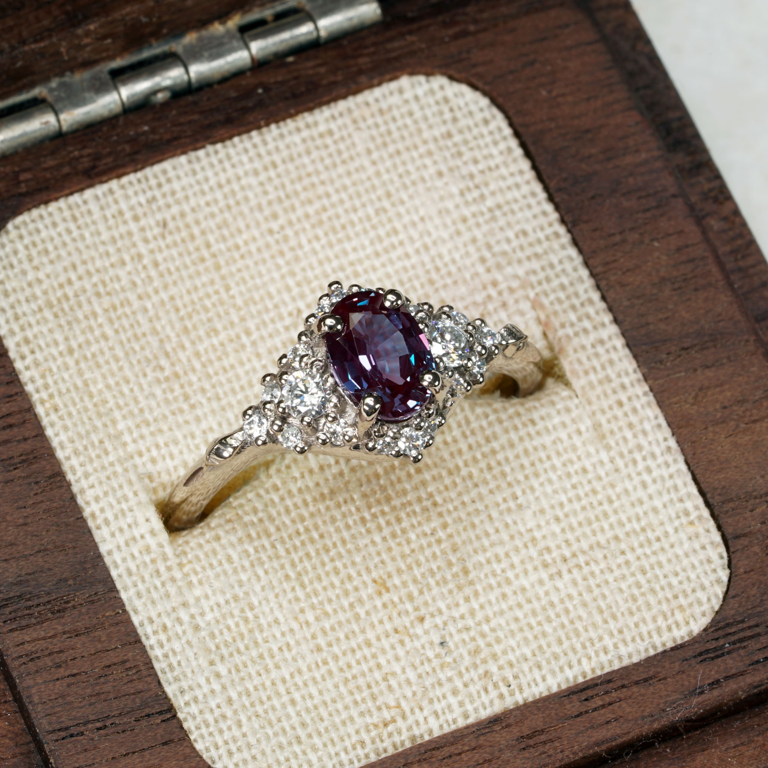 'Woodland' Lab Alexandrite and diamond ring — 3