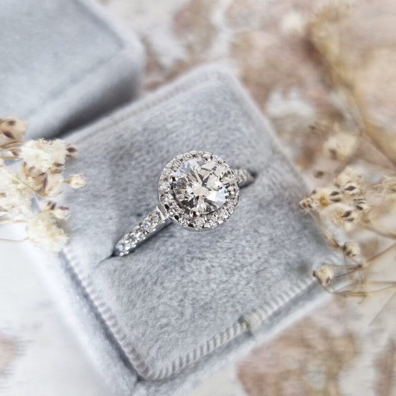 Round cut lab grown diamond halo ring — 3